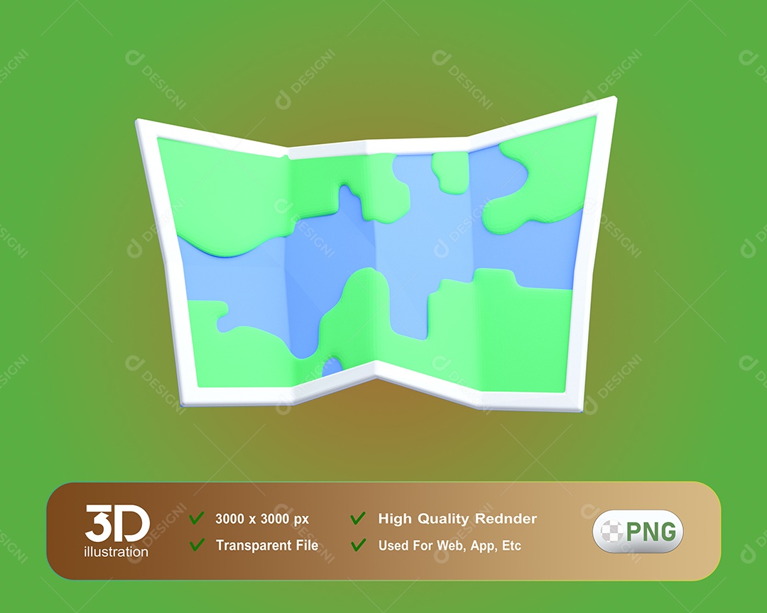 Elemento 3D Mapa Para Composição PSD