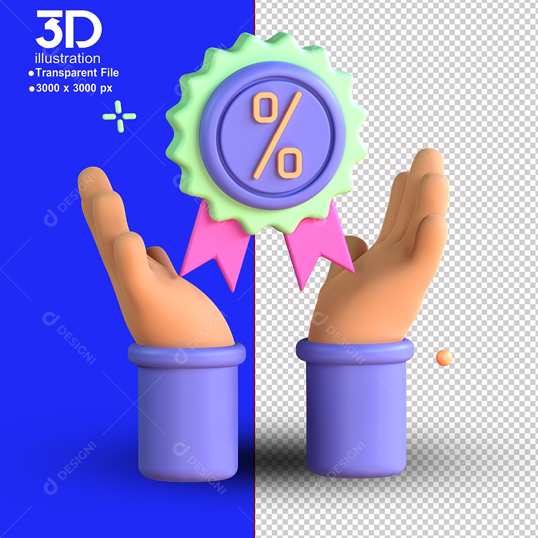 Elemento 3D Etiqueta  Para Composição PSD