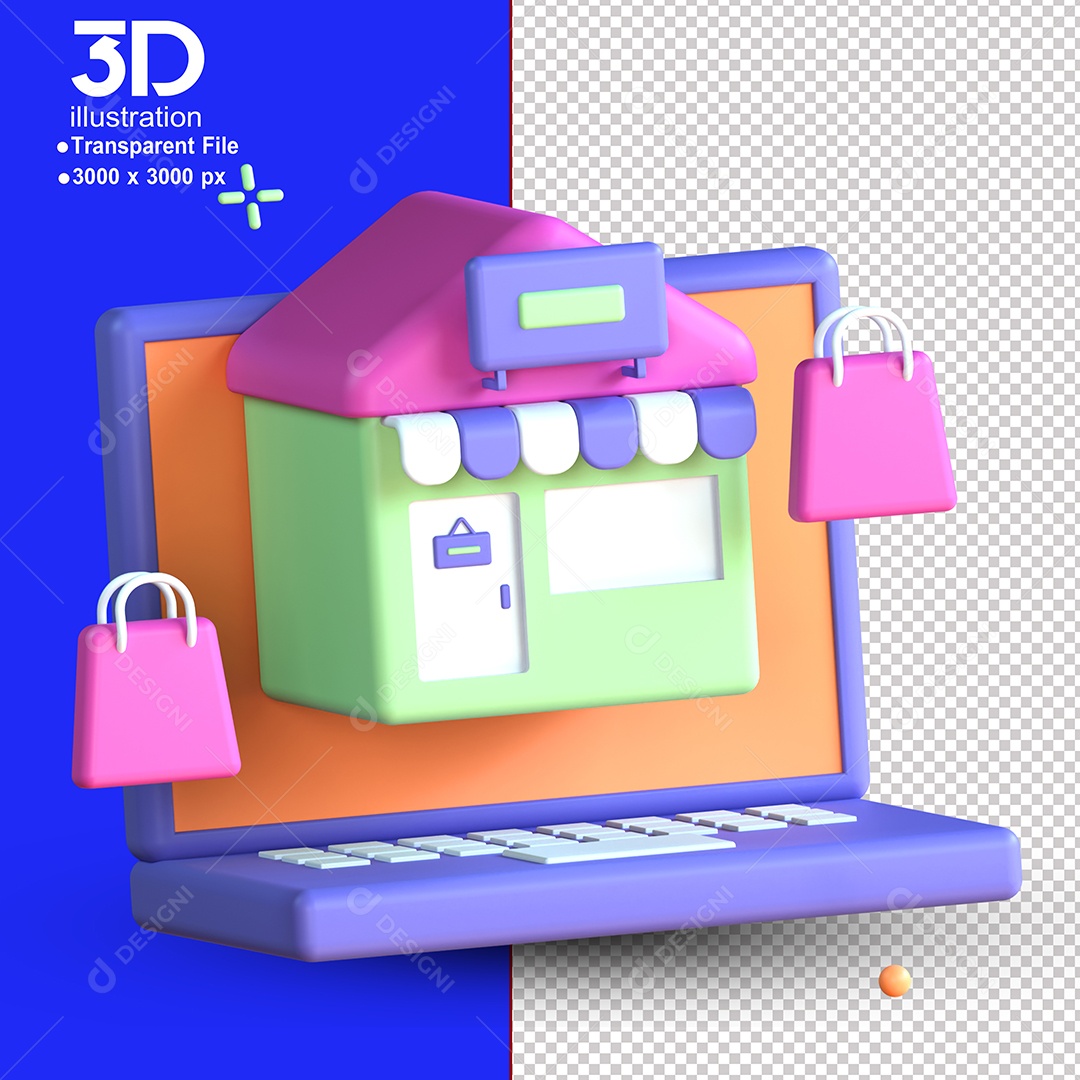 Elemento 3D Compras Site Para Composição PSD