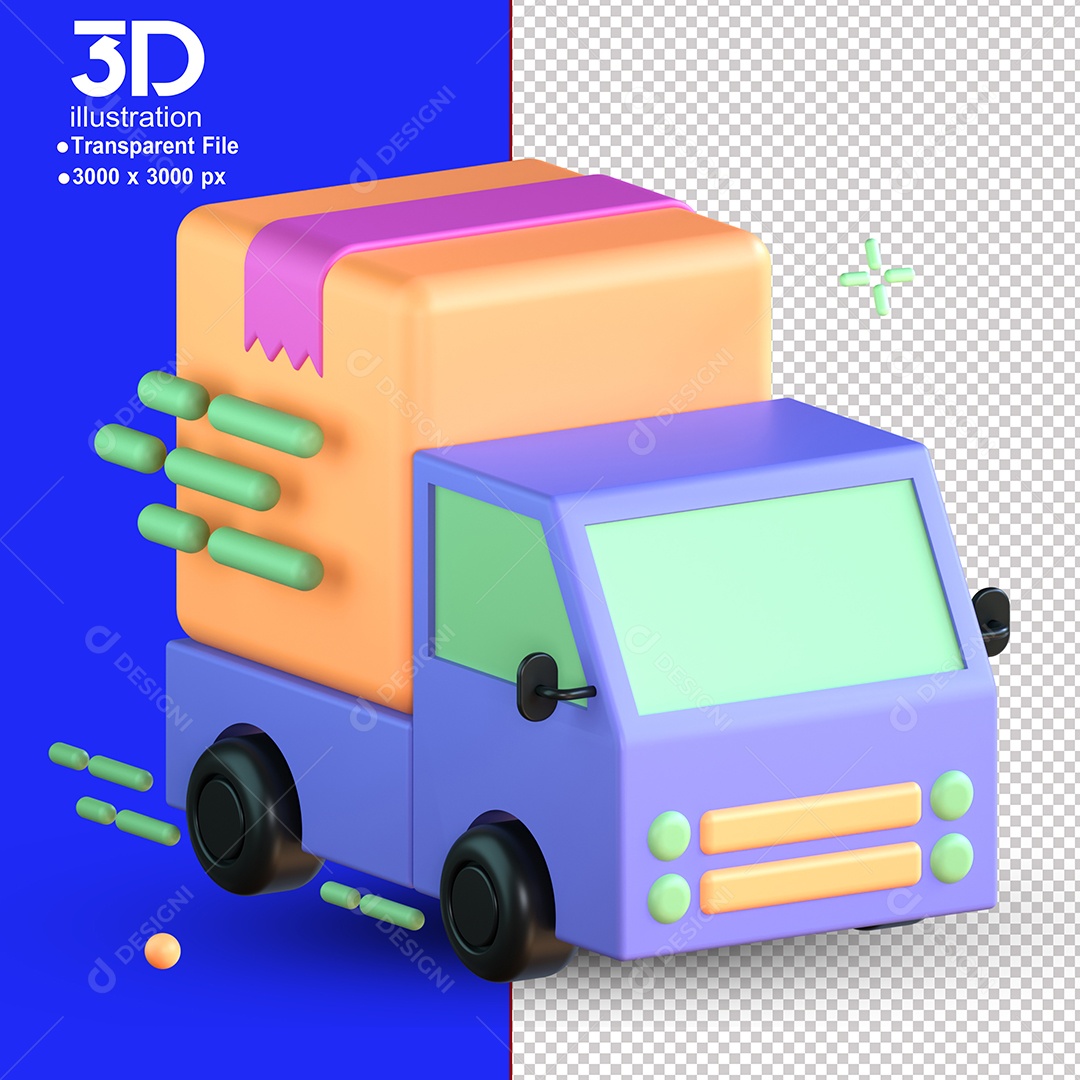 Elemento 3D Caminhão Para Composição PSD