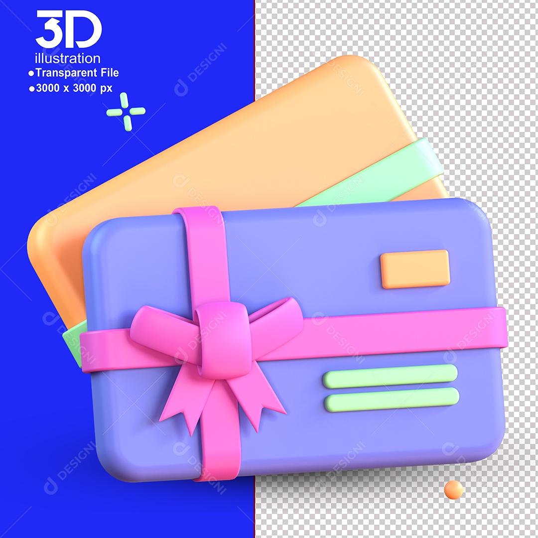 Elemento 3D Cartões Para Composição PSD