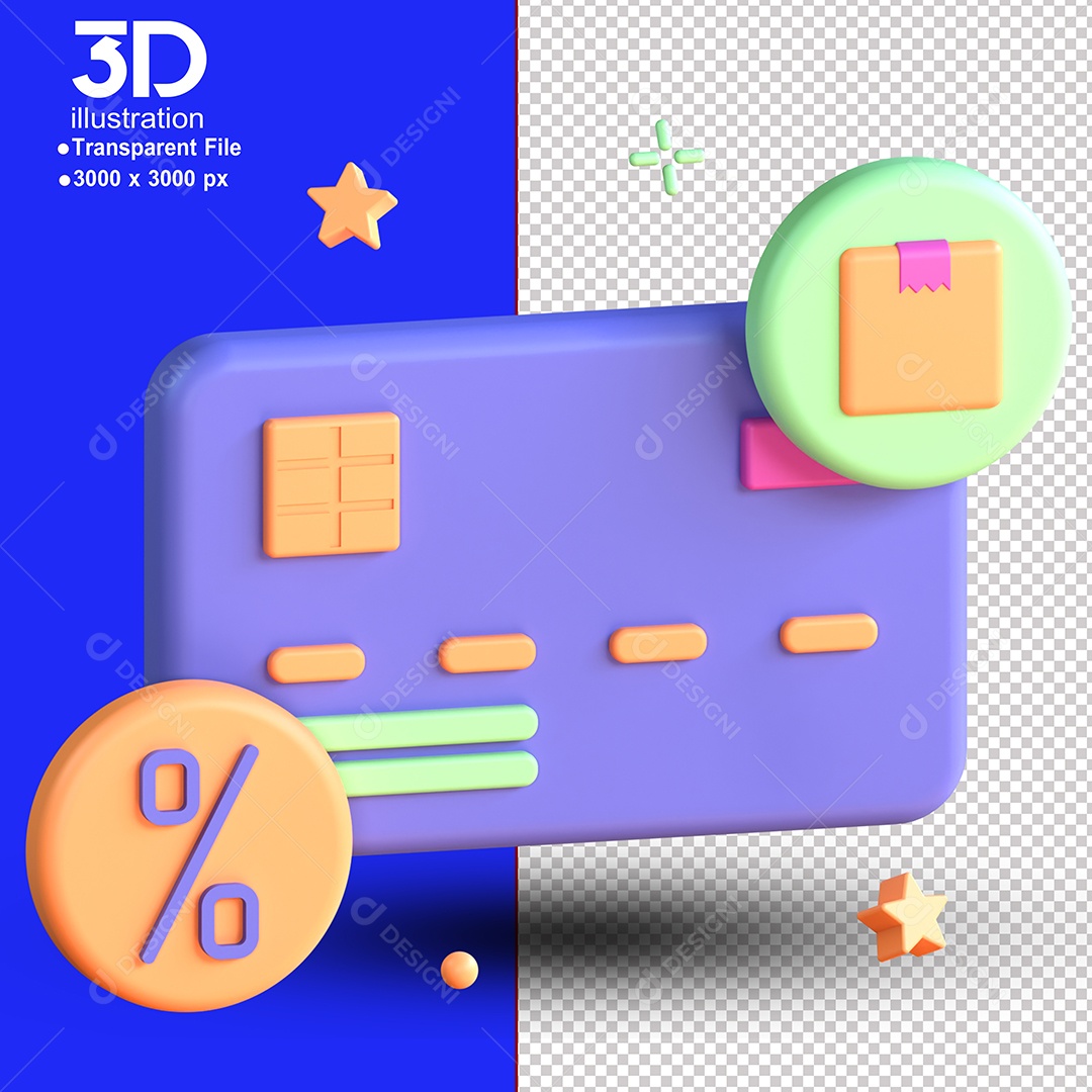 Elemento 3D Cartão Para Composição PSD