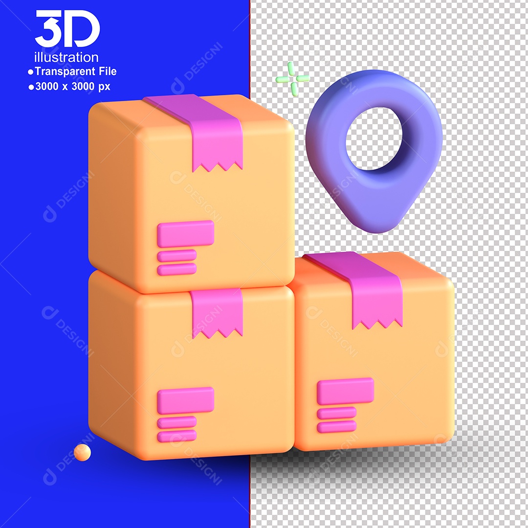 Elemento 3D Caixas de Entregas Para Composição PSD