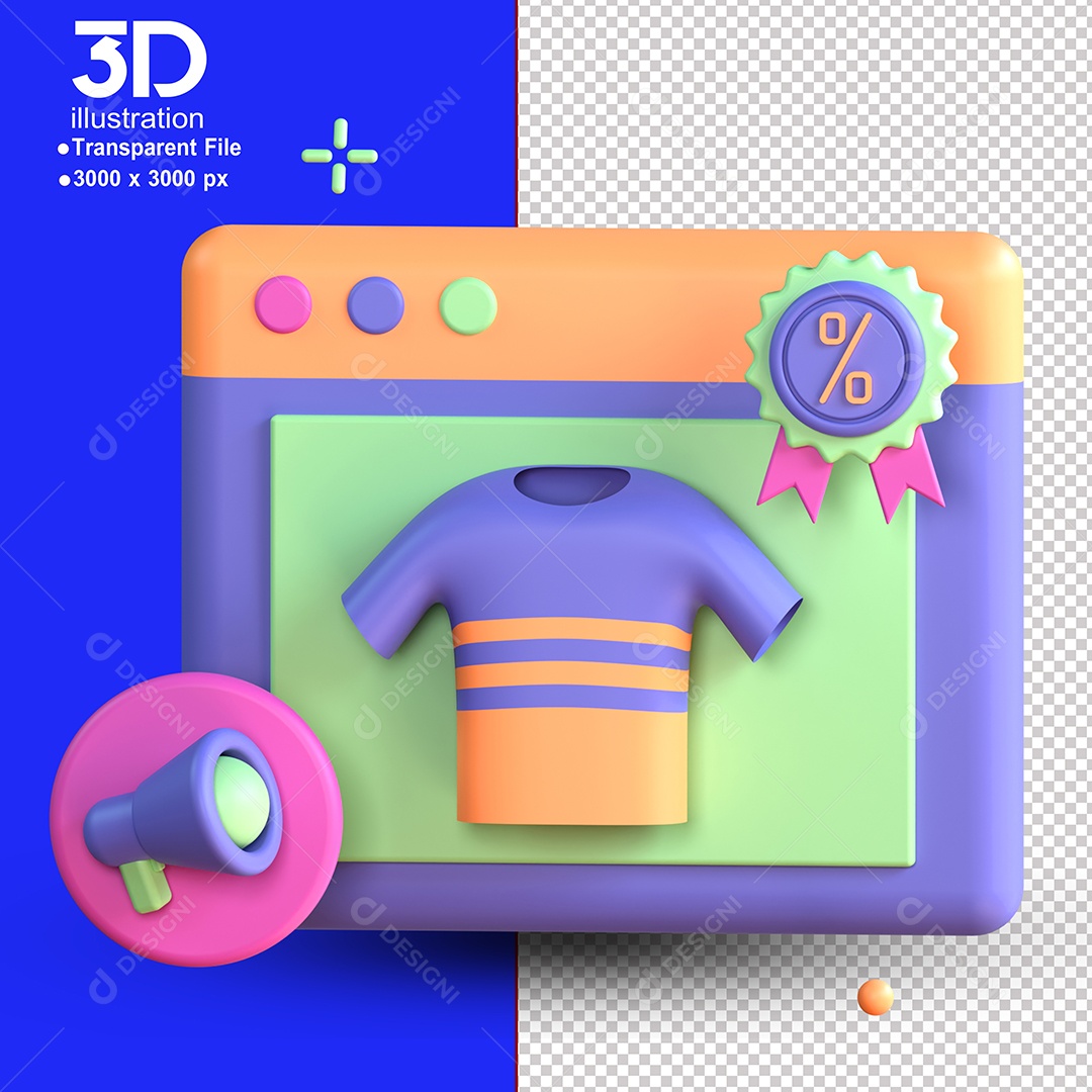 Elemento 3D Site de Compras Para Composição PSD