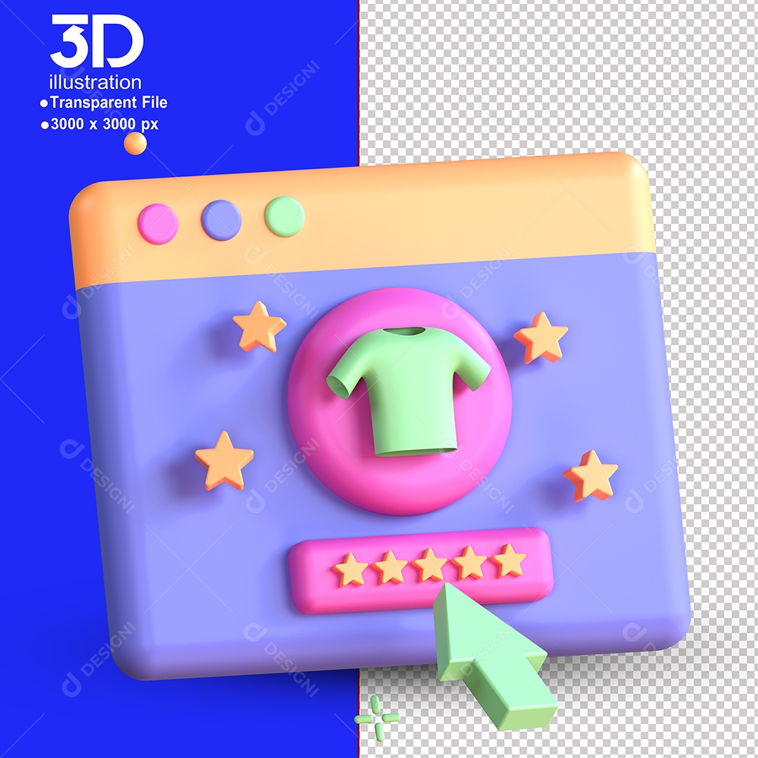 Elemento 3D Site 5 Estrelas Roupas Para Composição PSD