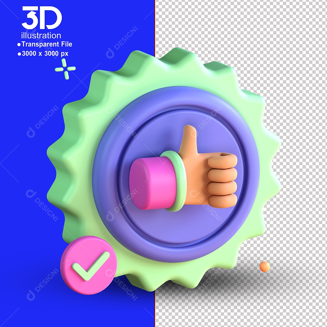 Elemento 3D Símbolo Confirmação Para Composição PSD