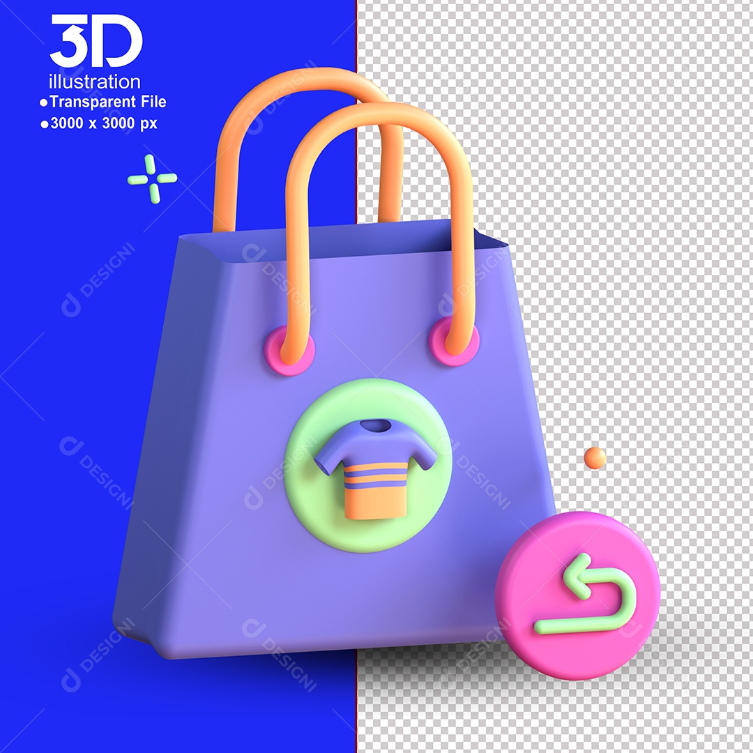 Elemento 3D Bolsa de Compras Para Composição PSD