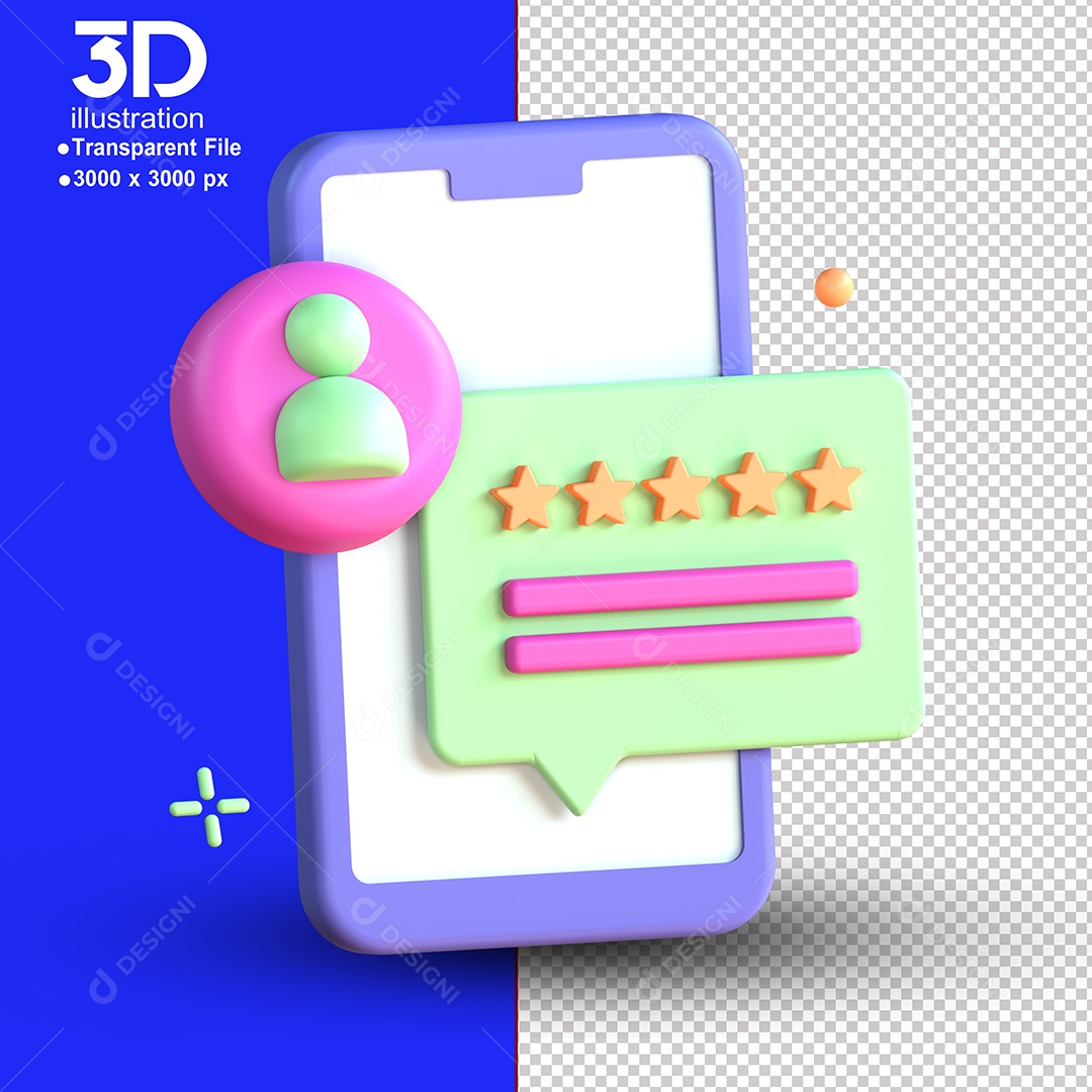 Elemento 3D Celular Mensagem Para Composição PSD