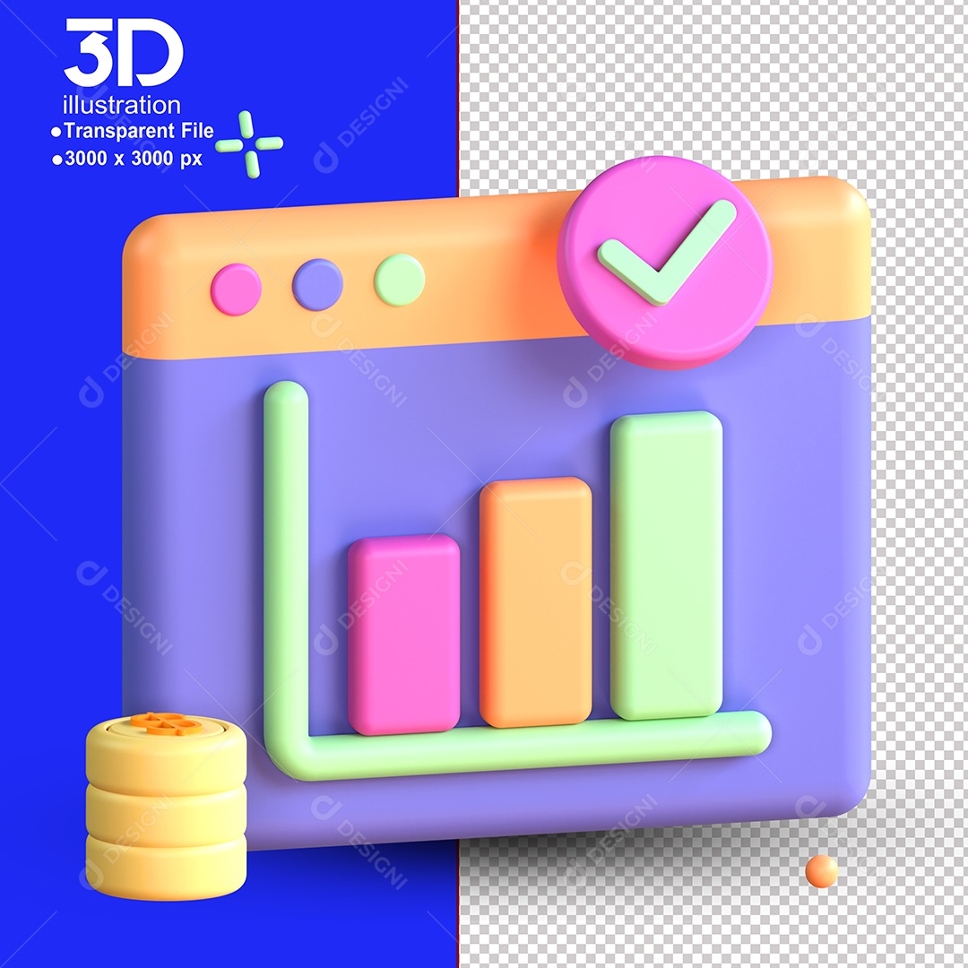 Elemento 3D Gráficos Dinheiro  Para Composição PSD