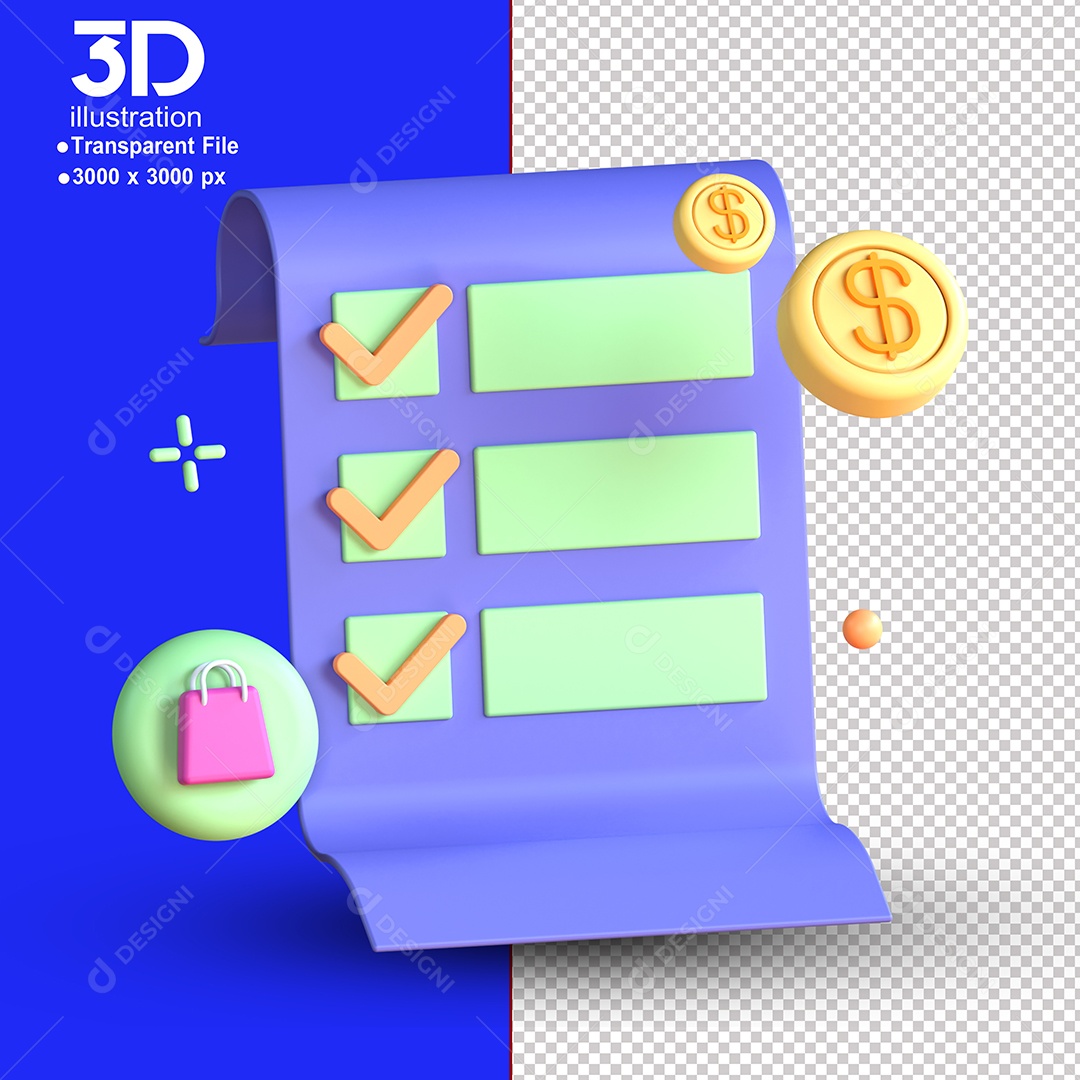 Elemento 3D Agenda Prancheta Para Composição PSD