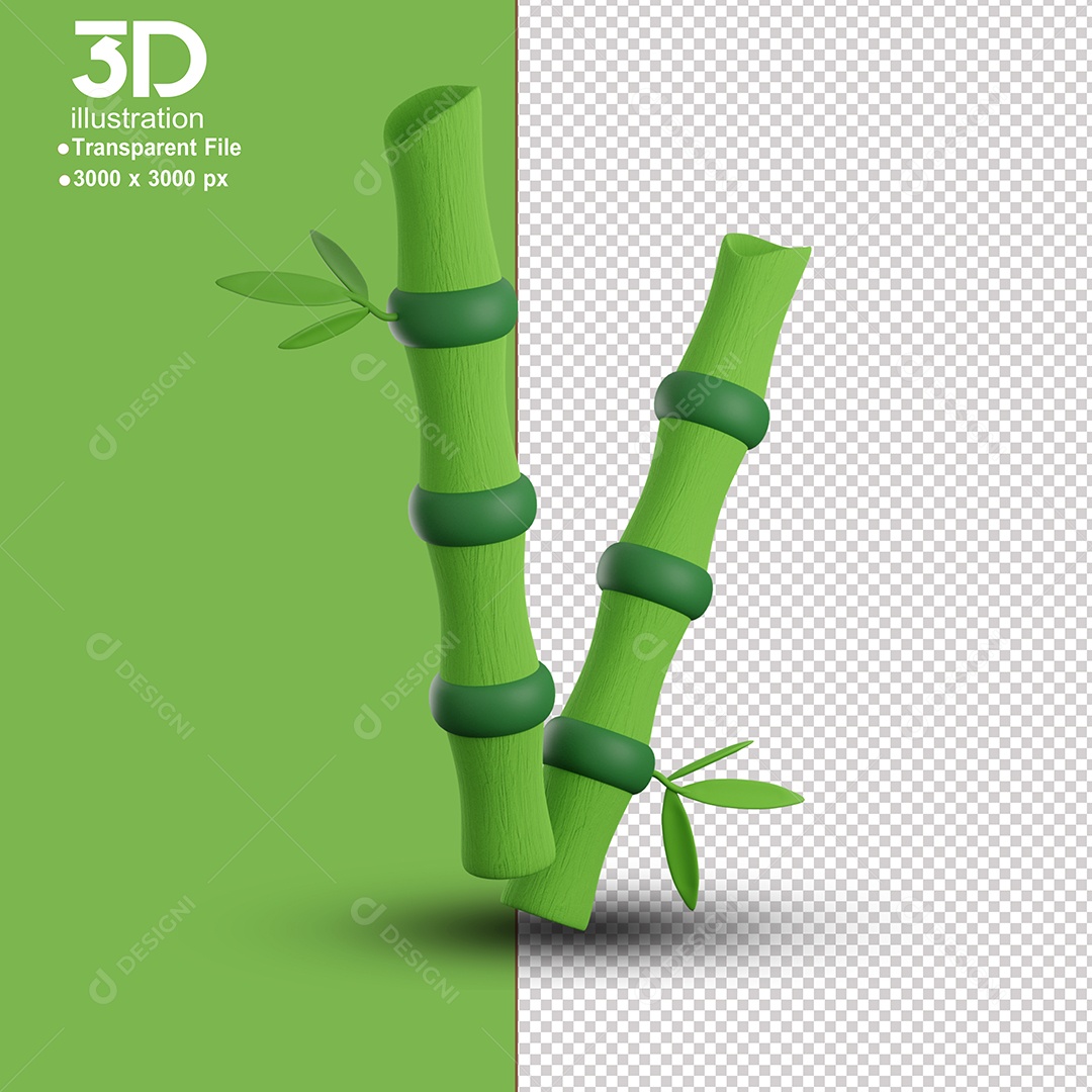 Elemento 3D Bambu Para Composição PSD