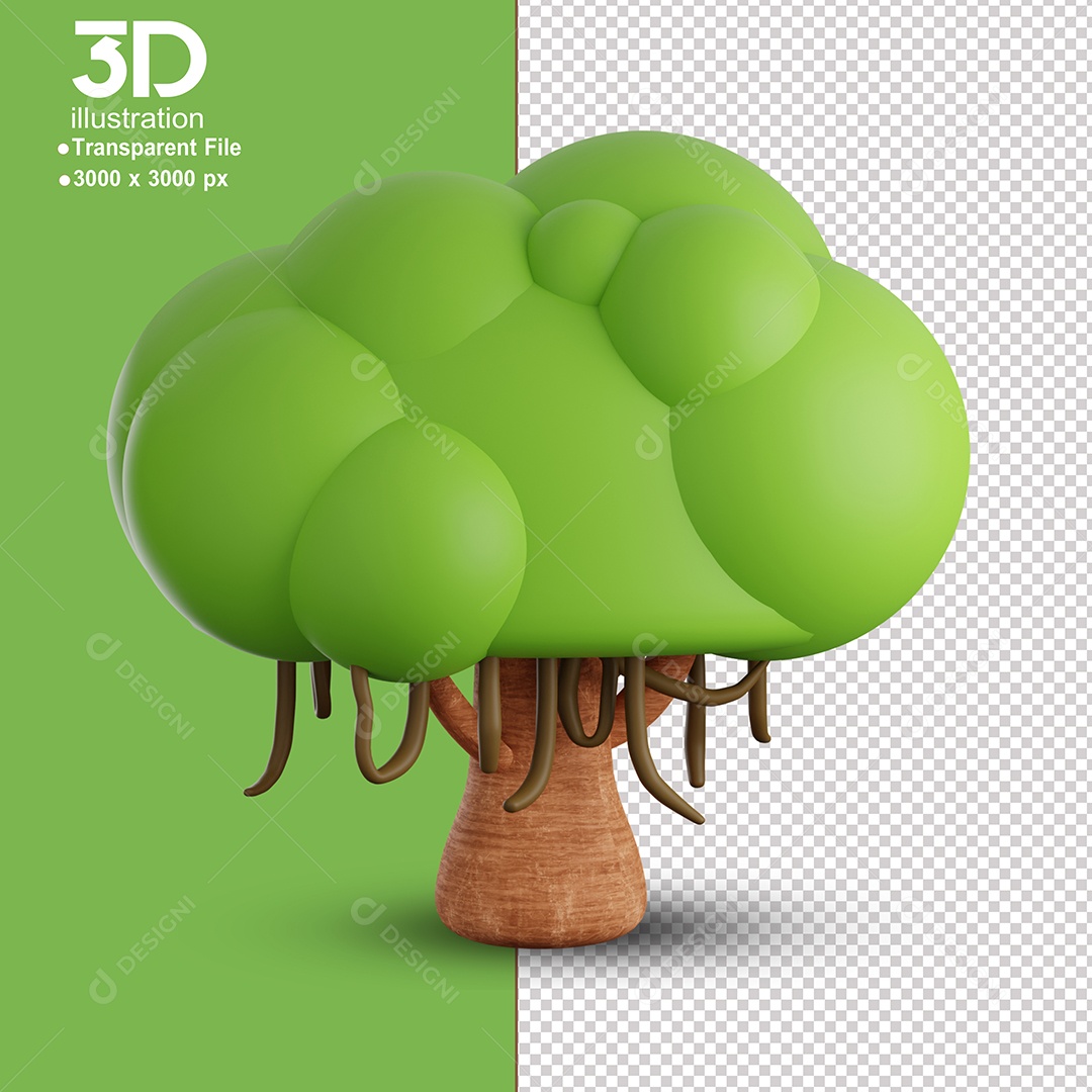 Elemento 3D Arvore Para Composição PSD