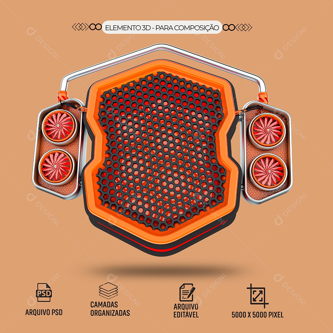 Elemento 3D Modelo de Som Para Composição PSD