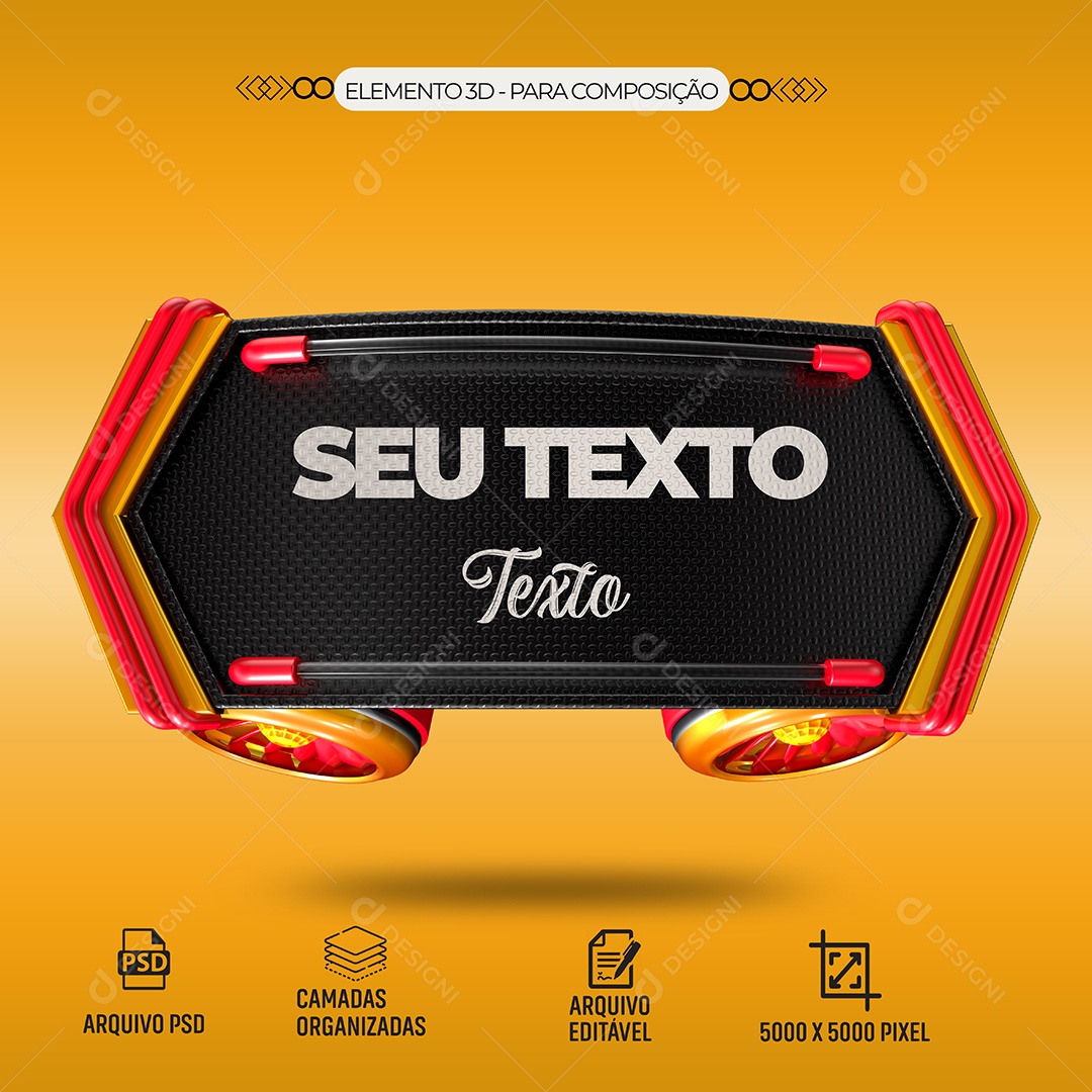 Elemento 3D Seu Texto Para Composição PSD