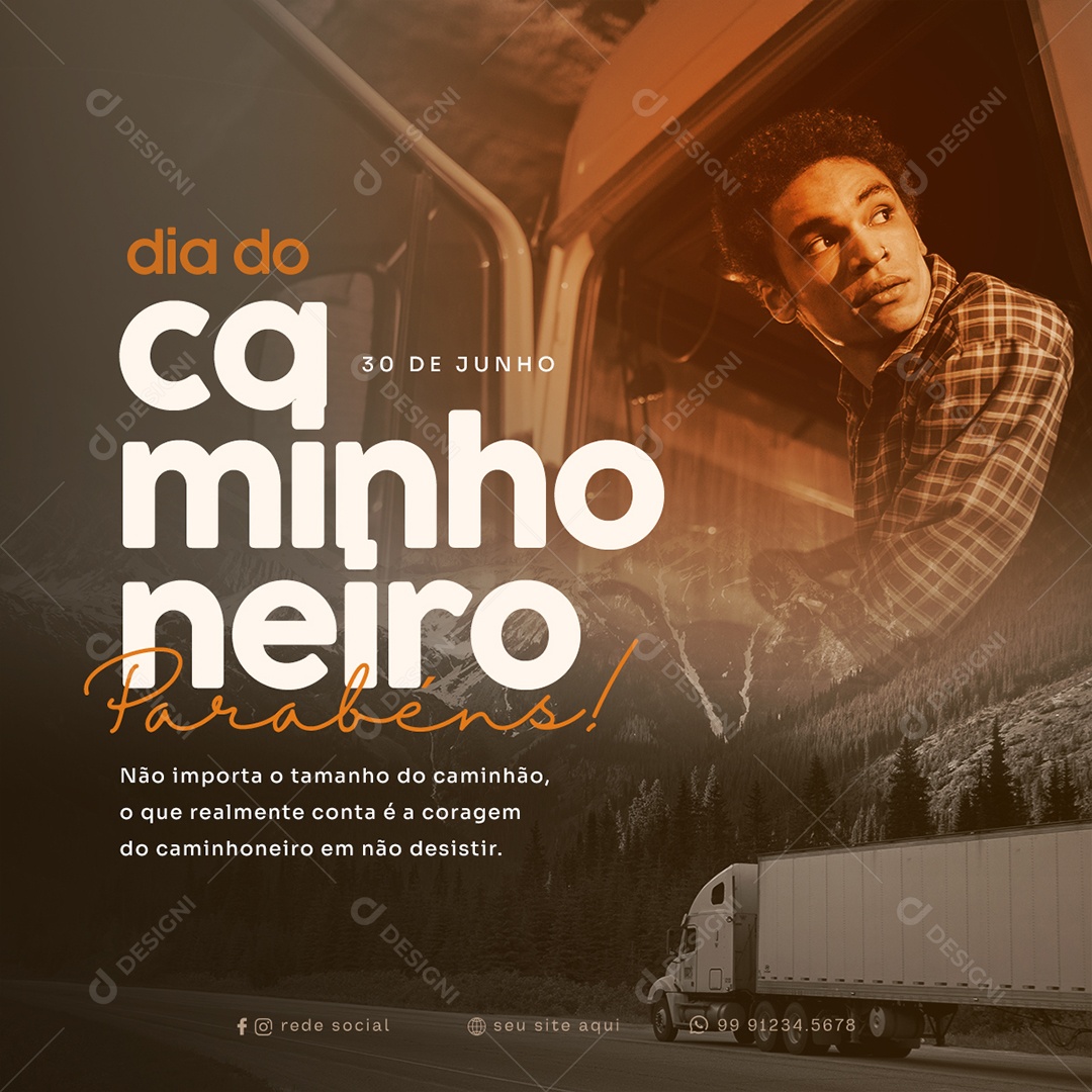 Dia Do Caminhoneiro 30 De Junho Social Media PSD Editável