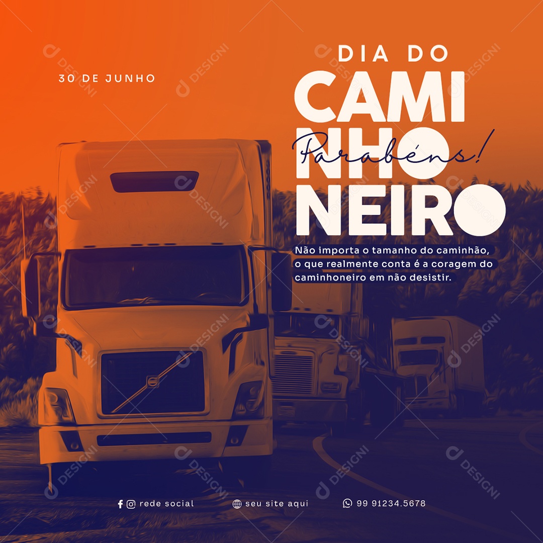 Parabéns Dia Do Caminhoneiro Social Media PSD Editável