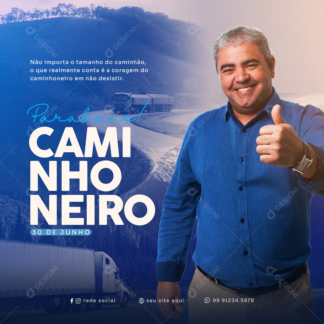 Social Media 30 De Junho Dia Do Caminhoneiro PSD Editável