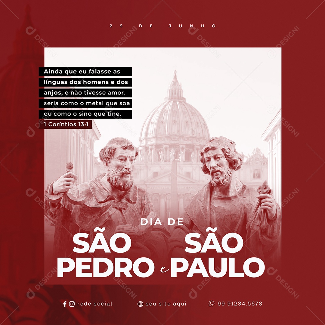 Dia De São Pedro e São Paulo 29 De Junho Social Media PSD Editável