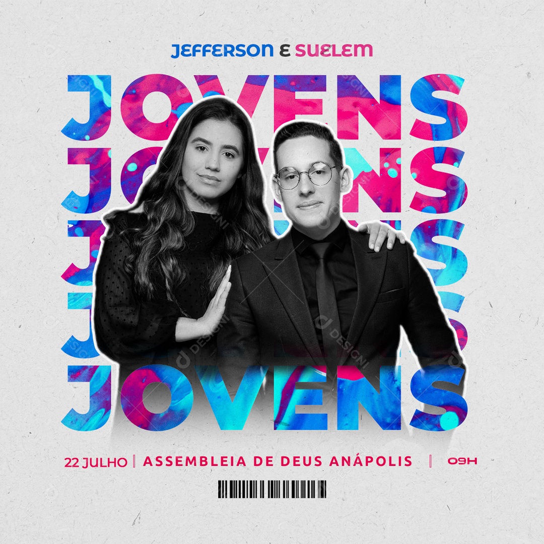Culto de Jovens Jeferson & Suelem Social Media PSD Editável