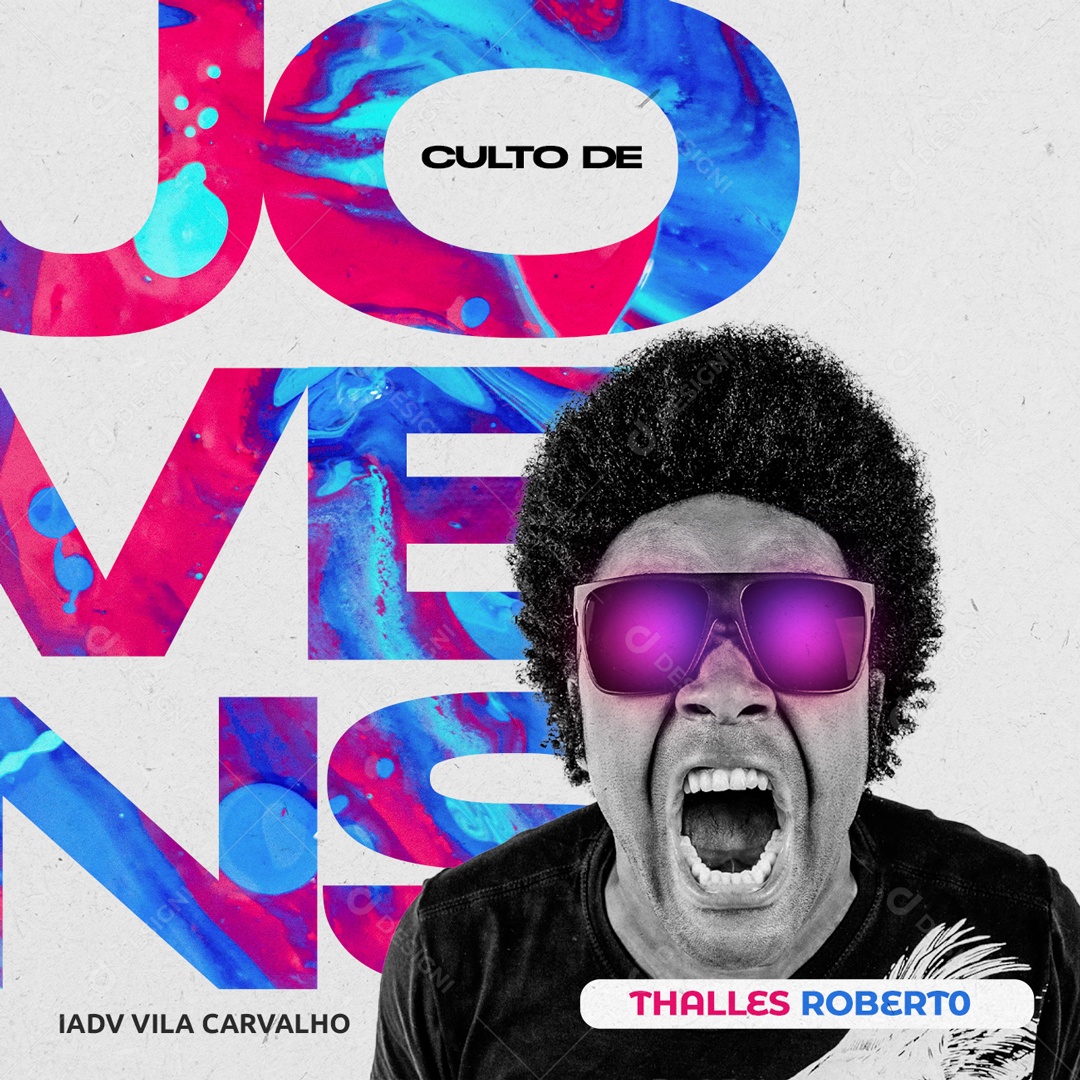 Post Culto de Jovem Thalles Roberto Social Media PSD Editável
