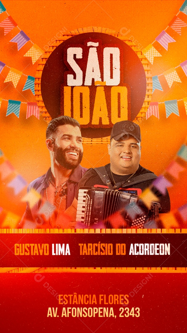 Flyer São Joao Gustavo Lima e Tarcísio do Acordeon PSD Editável
