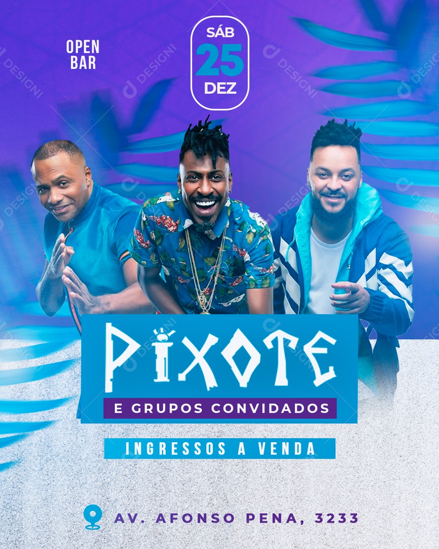 Flyer Pixote e Grupos Convidados Social Media PSD Editável