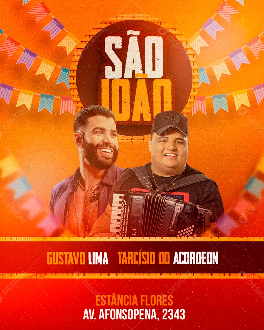 Flyer São Joao Gustavo Lima e Tarcísio do Acordeon PSD Editável