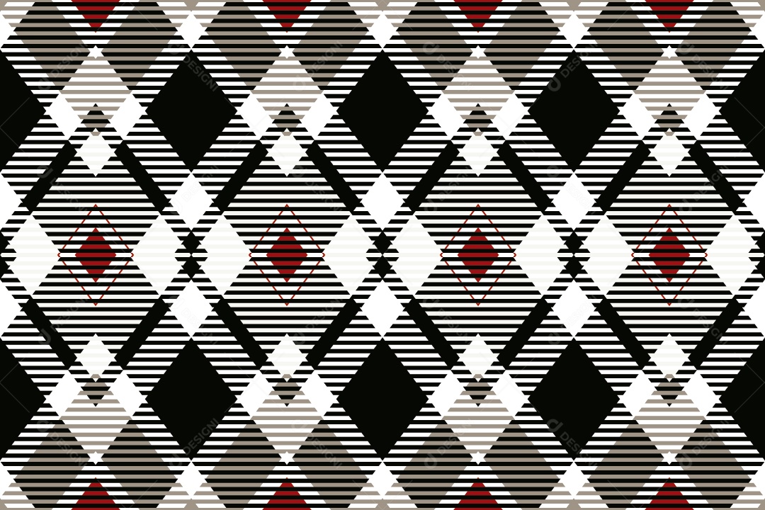 Linhas Xadrez Cruzadas Textura Vetorial Preto Branco e Vermelho Vetor EPS