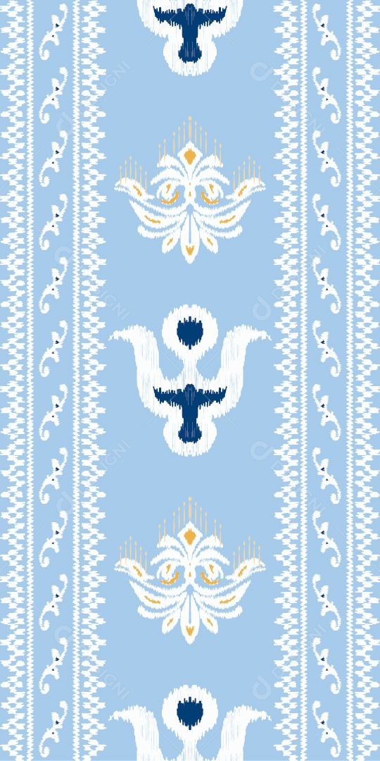 Padrão Tribal Tradicional Estilo Asteca Tapete Azul e Branco Vetor EPS