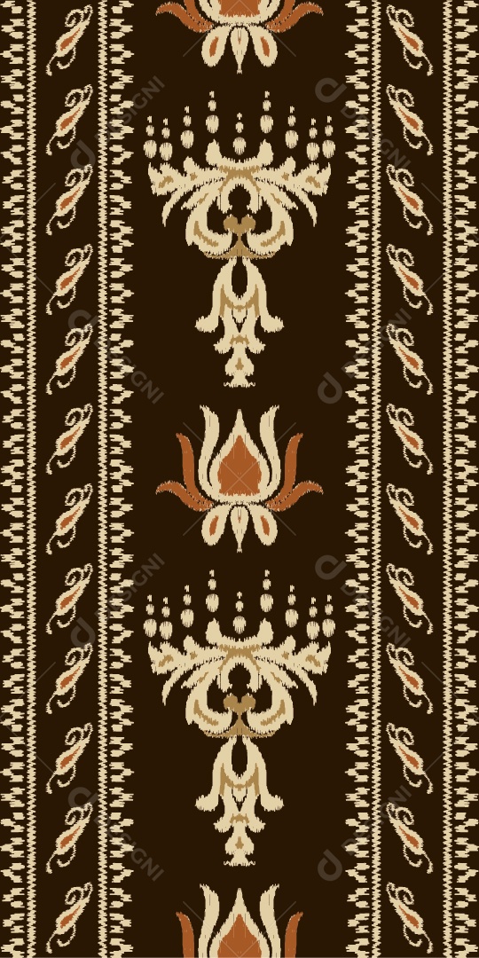 Padrão Tribal Tradicional Estilo Asteca Tapete Marrom e Desenhos Brancos Vetor EPS