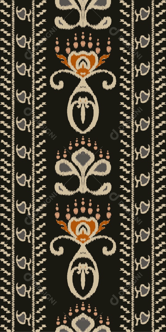 Padrão Tribal Tradicional Estilo Asteca Tapete Preto Branco e Dourado Vetor EPS