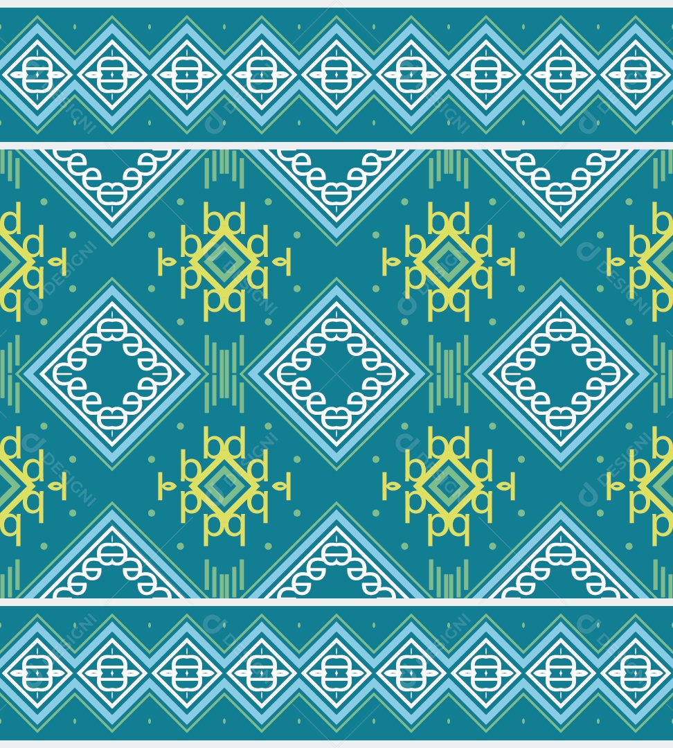 Padrão Tribal Tradicional Estilo Asteca Azul Vetor EPS