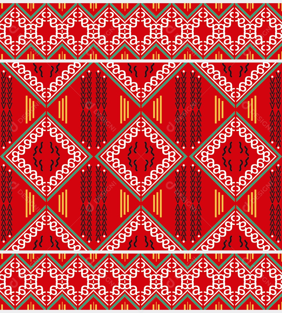 Padrão Tribal Tradicional Estilo Asteca Vermelho Vetor EPS