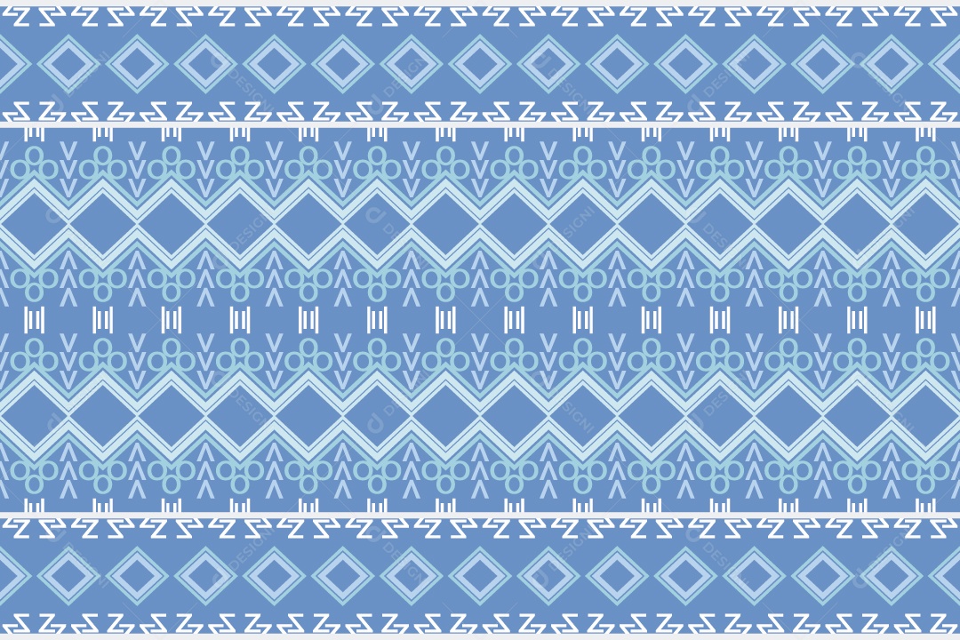 Padrão Tribal Tradicional Estilo Asteca Azul e Branco Vetor EPS