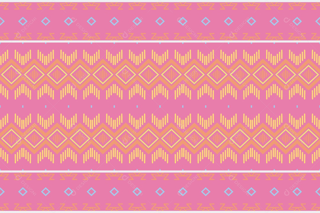 Padrão Tribal Tradicional Estilo Asteca Rosa e Dourado Vetor EPS