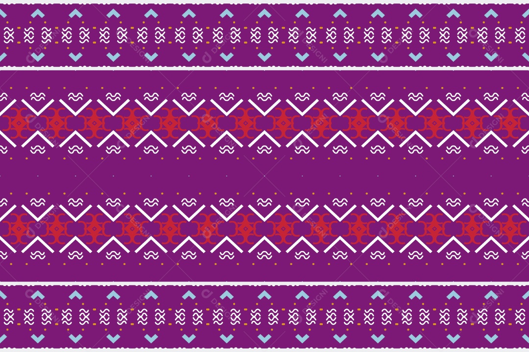 Padrão Tribal Tradicional Estilo Asteca Roxo Azul e Branco Vetor EPS