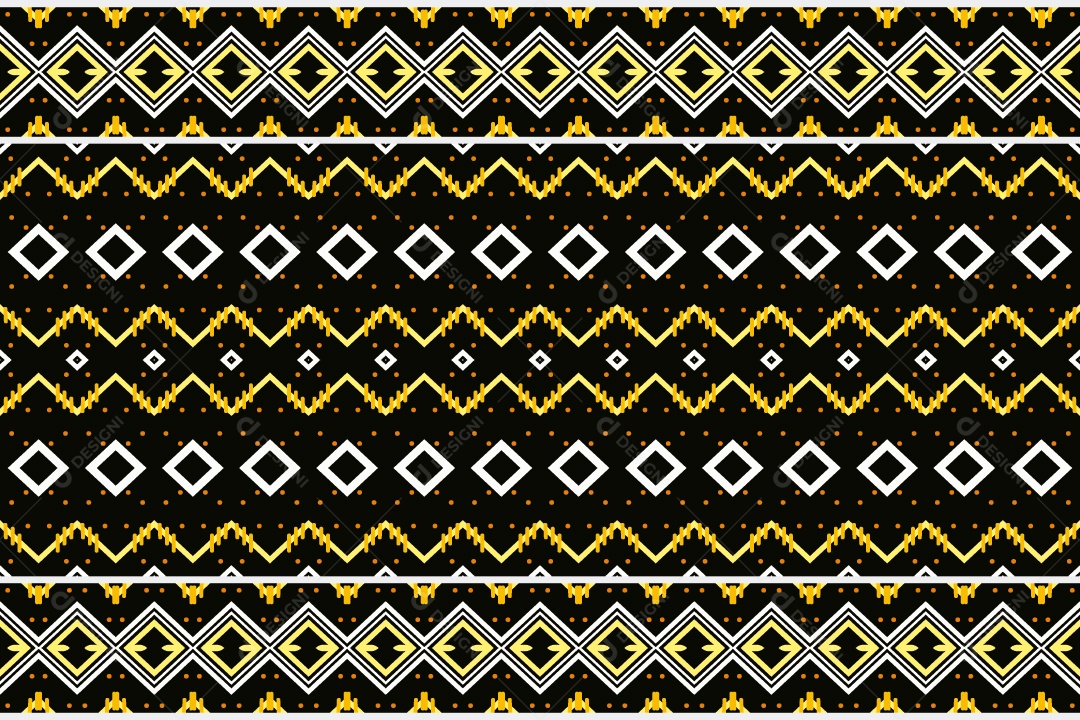 Padrão Tribal Tradicional Estilo Asteca Preto e Dourado Vetor EPS