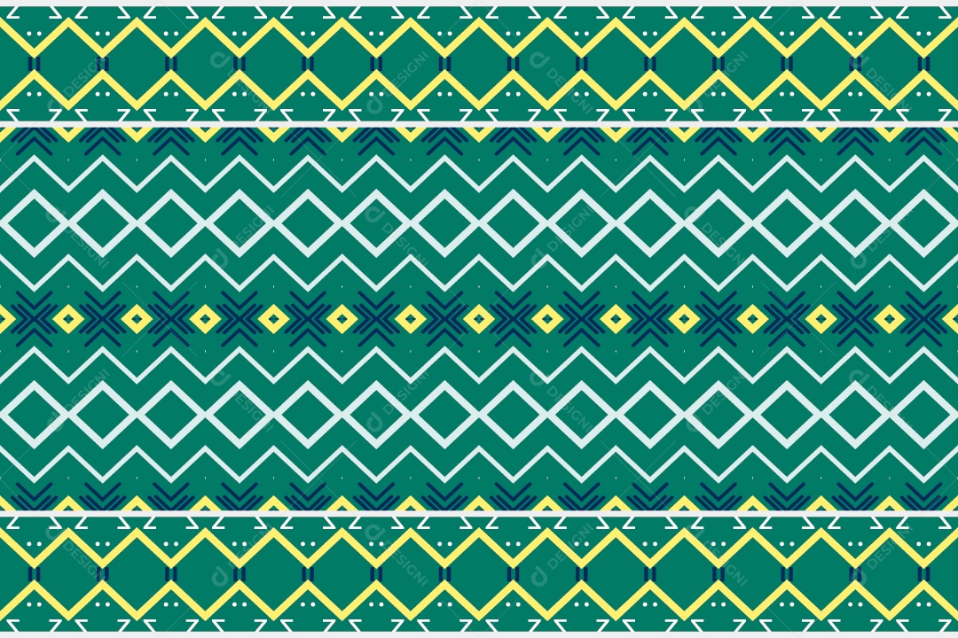 Padrão Tribal Tradicional Estilo Asteca Verde e Branco Vetor EPS