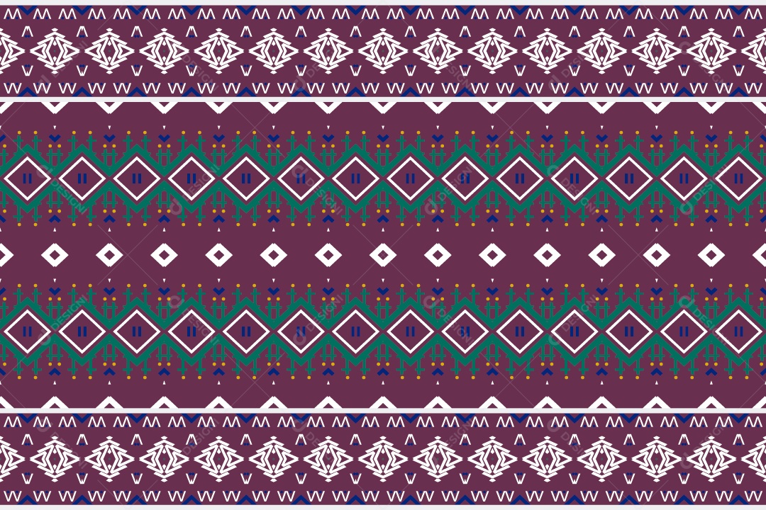 Padrão Tribal Tradicional Estilo Asteca Roxo e Coloridos Vetor EPS