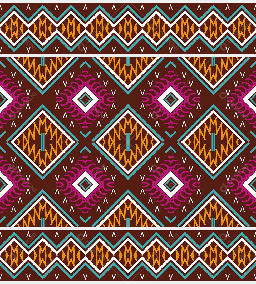 Padrão Tribal Tradicional Estilo Asteca Colorido Moderno Vetor EPS