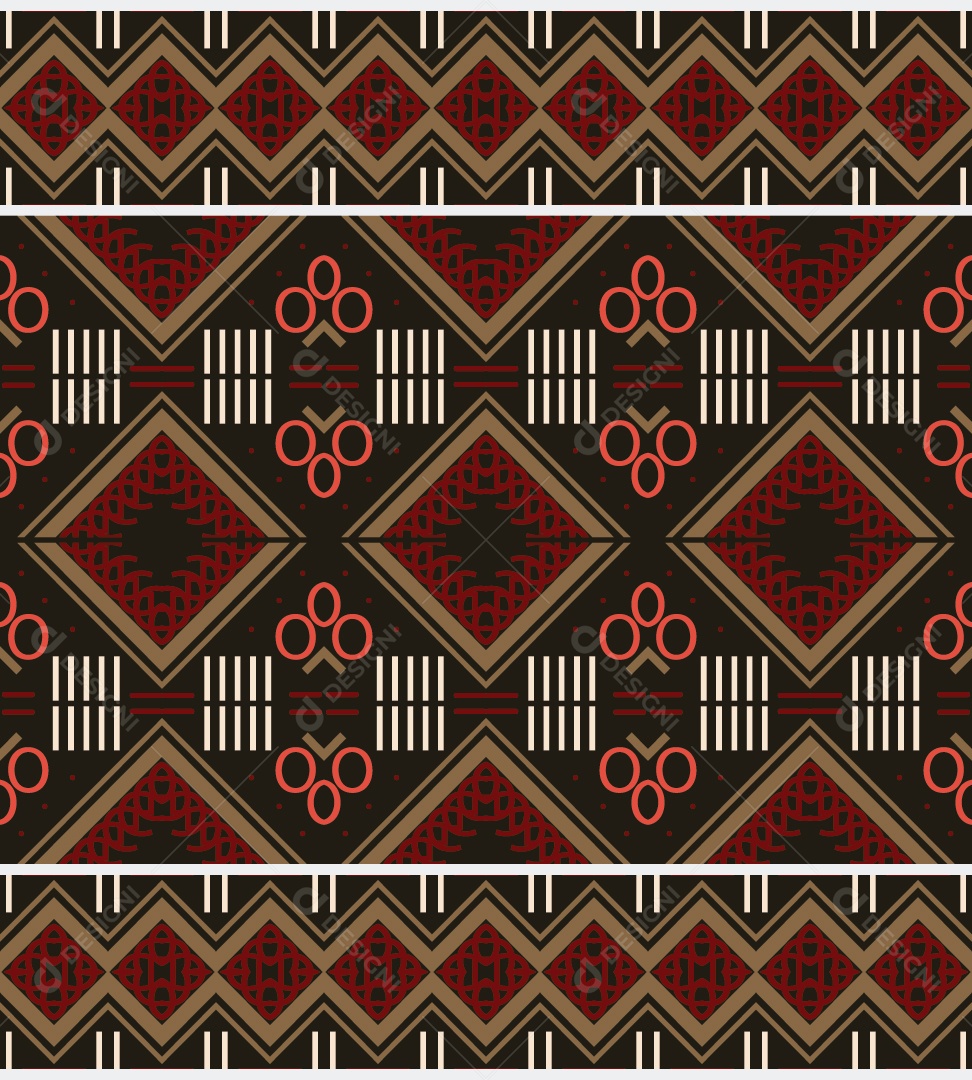 Padrão Tribal Tradicional Estilo Asteca Colorido Moderno Vetor EPS