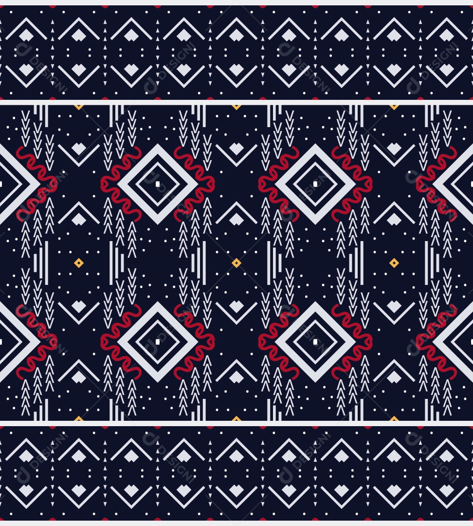 Padrão Tribal Tradicional Estilo Asteca Colorido Moderno Vetor EPS