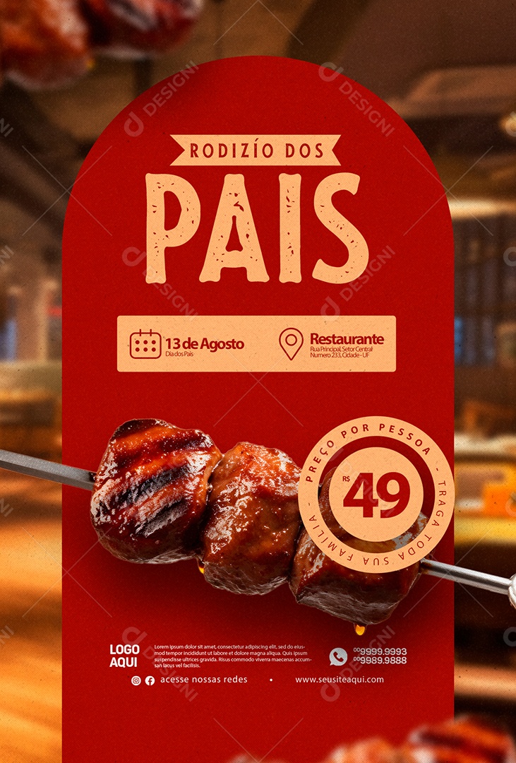 Rodízio Dos Pais Preço Por Pessoa 49,00 Churrascaria Social Media PSD Editável