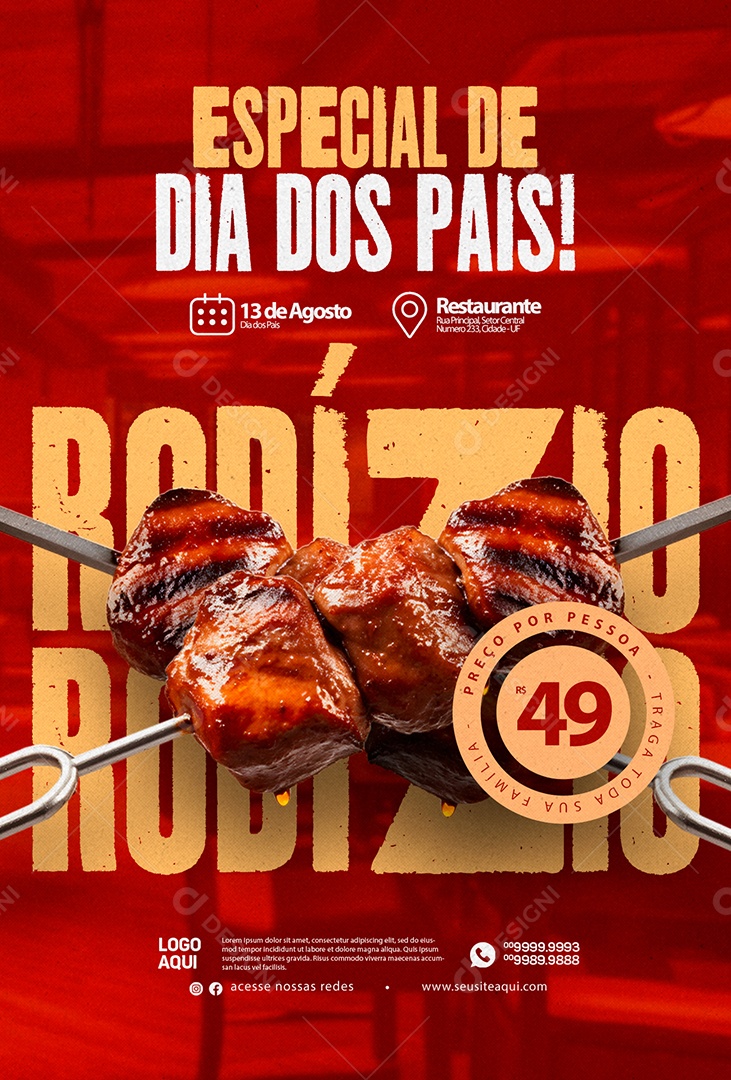 Especial De Dia Dos Pais Rodízio 49,00 Churrascaria Social Media PSD Editável