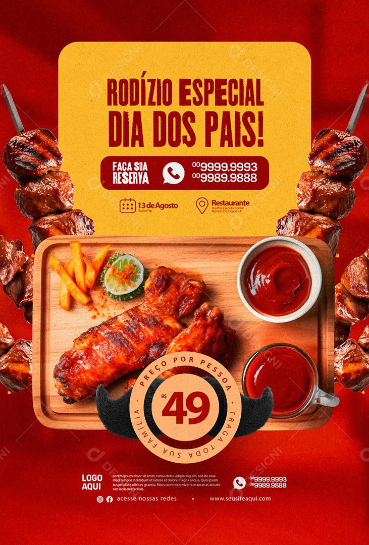 Rodízio Especial Dia Dos Pais Churrascaria Social Media PSD Editável