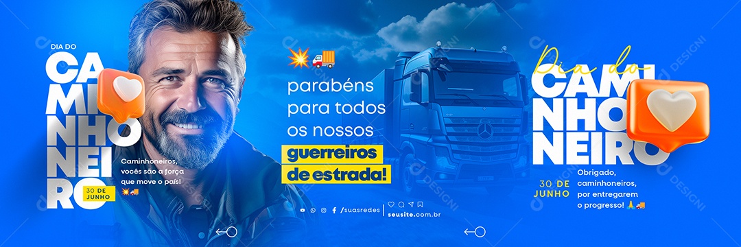 Parabéns Para Todos Os Nossos Guerreiros De Estrada Dia Do Caminhoneiro Carrossel Social Media PSD Editável