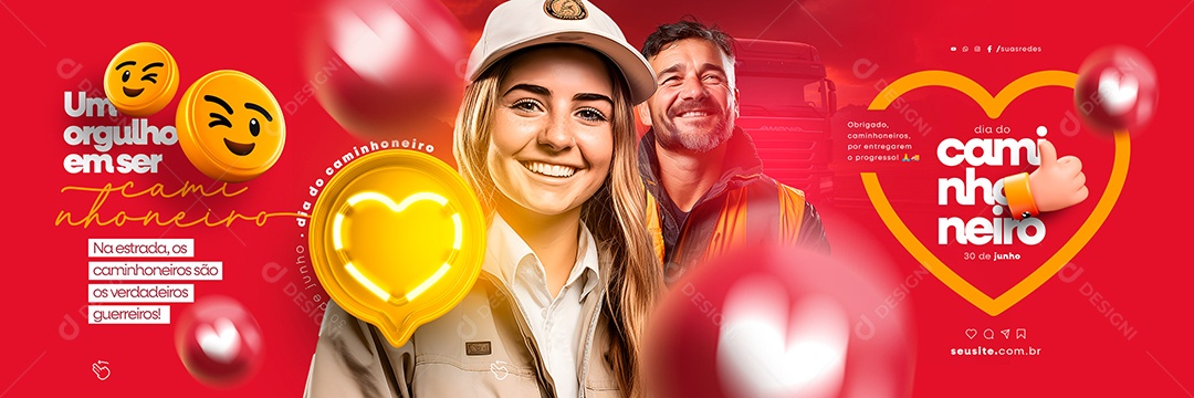 Um Orgulho Na Estrada Dia Do Caminhoneiro Carrossel Social Media PSD Editável
