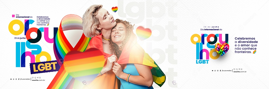 Celebremos A Diversidade E O Amor Que Não Conhece Fronteiras Dia Internacional Do Orgulho LGBT Carrossel Social Media PSD Editável