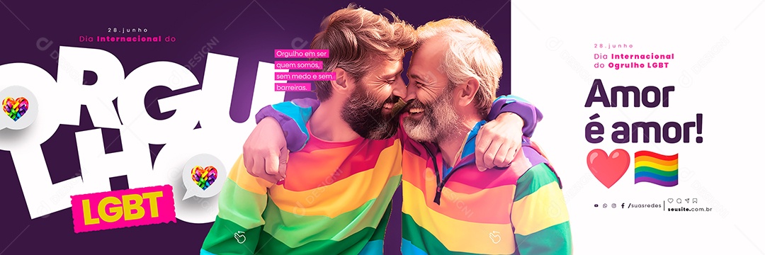 Amor é Amor Dia Internacional Do Orgulho LGBT Carrossel Social Media PSD Editável