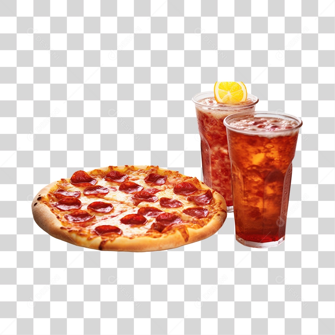 Pizza Com Refrigerante PNG Transparente